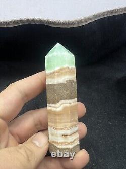 3.6kg Banded blue / green Aragonite Obelisk Hexagon Towers statue 25PC wholesale