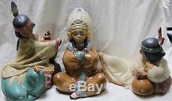 3 Lladro Little Chief Conversing With Nature Little Brave Resting 2397 2398 2399