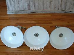 (3) Westinghouse 14 Porcelain White Barn Industrial Light Gas Station Vtg A's