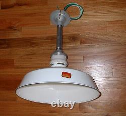 (3) Westinghouse 14 Porcelain White Barn Industrial Light Gas Station Vtg A's