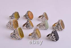 40 Islamic rings collection, Yemen agate, hematite men rings-Wholesale Lot