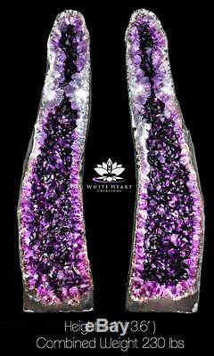 44 True Twin Set Purple Pair of Amethyst Geodes Clusters Cathedrals 230 Pounds