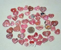 48 pcs LOT Rhodochrosite Gemmy Hearts from Argentina Bulk Wholesale