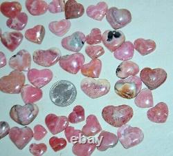 48 pcs LOT Rhodochrosite Gemmy Hearts from Argentina Bulk Wholesale