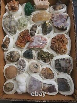 4Lb Wholesale minerals Flat Box of 27 specimens of high quality Collection, #36