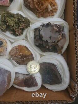 4Lb Wholesale minerals Flat Box of 27 specimens of high quality Collection, #36