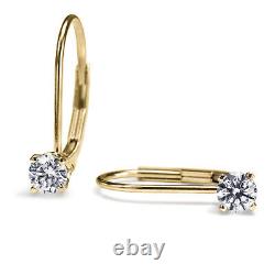 $4,200 1.00 CT Leverback Diamond Earrings Yellow Gold Lever 18K I1 54413406