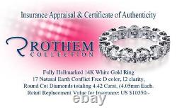 4.42 CT D I2 Size 6.25 Wedding Diamond Eternity Ring 14K Gold 54744744