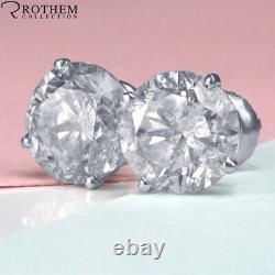 $4,900 Solitaire Diamond Stud Earrings 1.50 CT White Gold I2 Studs 53287294