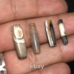 4 Genuine Ancient Banded Agate Stone Dzi Longevity Bead in Perfect Condition
