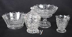 (4) Pieces Vintage BRYCE BROS. EAPG Clear Glass SULTAN CURTAIN Compote, Bowl