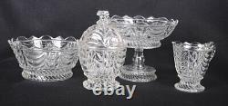 (4) Pieces Vintage BRYCE BROS. EAPG Clear Glass SULTAN CURTAIN Compote, Bowl