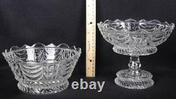 (4) Pieces Vintage BRYCE BROS. EAPG Clear Glass SULTAN CURTAIN Compote, Bowl