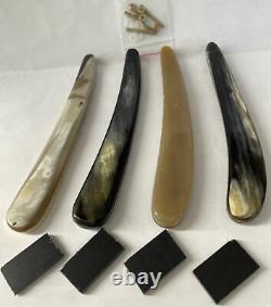 4 Pre-Shaped Colorful Ox Horn For Dovo Straight Razor Scales 5/8-1 Razor Blades