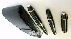 4pc W Germany Montblanc Meisterstuck 146 161 Gold Fountain Pens 14K Nib Case Ink