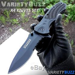 4x TAC FORCE Spring Assisted Opening BLACK TACTICAL Pocket Knife Wholesale Lot
