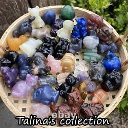 50pc Natural mixed material skull hand-carving quartz crystal gift wholesale