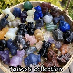 50pc Natural mixed material skull hand-carving quartz crystal gift wholesale