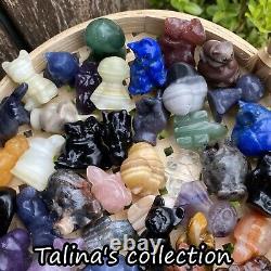 50pc Natural mixed material skull hand-carving quartz crystal gift wholesale