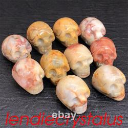 50pcs Wholesale Natural Crazy agate Mini Skull Quartz Crystal Pendant Reiki