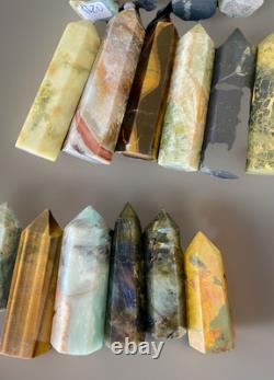 5.3 Lbs Lot Crystal Point Towers Obelisks Wholesale Bulk Various Stones 28pcs