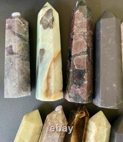 5.3 Lbs Lot Crystal Point Towers Obelisks Wholesale Bulk Various Stones 28pcs