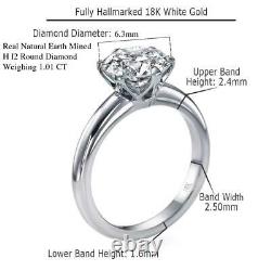 $5,400 1 CT Diamond Engagement Ring 18K White Gold Solitaire I2 H 51477001