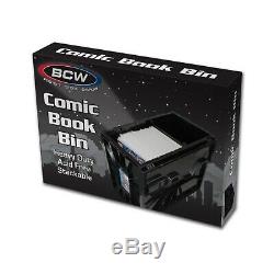 5 BCW Short Comic Book Bins Black Plastic Storage Box Bin Boxes with Partition