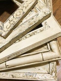 5 SHABBY FRAMES OLD IVORY Petite Empty Frames Aged Distressed Weathered Finish