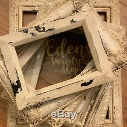 5 SHABBY FRAMES OLD IVORY Petite Empty Frames Aged Distressed Weathered Finish