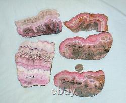 5 pcs LOT Rhodochrosite big Slabs from Argentina Wholesale Bulk 3.96 lbs