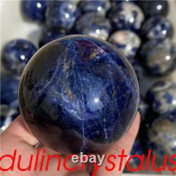 5pc Wholesale Natural Sodalite Ball Quartz Crystal Sphere Carved Ball gem 60mm+