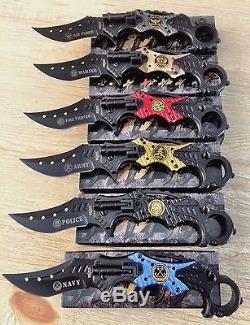 (6)KARAMBIT Wholesale Lot Assorted MILITARY Spring Assisted Pocket Knife Combat