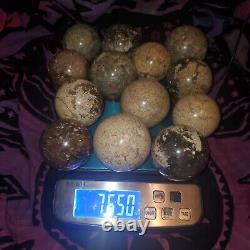7.650 Lb 13 Pcs Fish Egg Agate Crystal Spheres (With Stands!) Bulk Wholesale