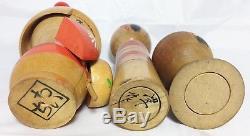 7 Vintage Japanese Kokeshi Wooden Wood Doll LOT Collection Artist Signed Figure