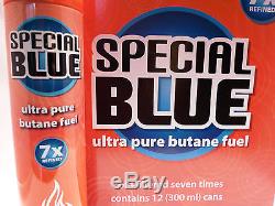 96 Cans Butane Gas Special Blue 7X refined. Lighter Refill Wholesale Fuel