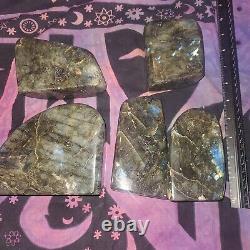 9.660 Lb 5 Pcs 3-5 In Labradorite Freeform Crystal Quartz Wholesale Bulk Lot