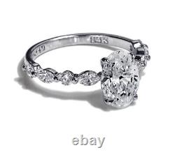 $9,850 1.57 Carat Oval Diamond Engagement Ring White Gold Womens I1 53087671