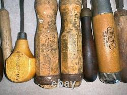 ANTIQUE Vintage Tools, Chisels Wood Handles, Woodworking, Carpentry LOT Auction