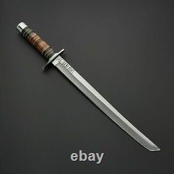 AWESOME CUSTOM HANDMADE 25.50 inches D2 TOOL STEEL HUNTING SWORD WITH SHEATH