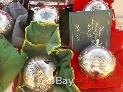 All 46 Annual 1971 2017 Wallace Silverplate Christmas Sleigh Bells, Complete