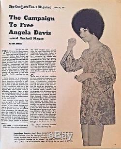 Angela Davis Black Panther Party Fbi Wanted Poster & Nyt Magazine-june 24,1971