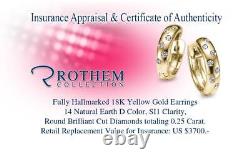 Anniversary 1/4 CT Huggie Diamond Hoop Earrings 18K Yellow Gold Small 731