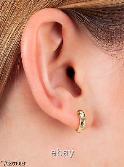 Anniversary 1/4 CT Huggie Diamond Hoop Earrings 18K Yellow Gold Small 731