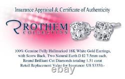Anniversary 1.51 CT D I2 Studs Diamond Earrings 18K White Gold 55199032