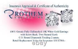 Anniversary Women 2 CT G I1 Round Diamond Stud Earrings 18K White Gold 36955157