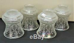 Antique Art Nouveau Art Deco Victorian Acid Etched Iridescent Glass Lamp Shades