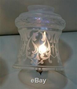 Antique Art Nouveau Art Deco Victorian Acid Etched Iridescent Glass Lamp Shades