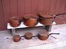 Antique Copper Pots By Legry, Set Of Six