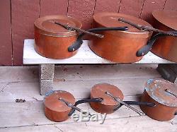 Antique Copper Pots by LEGRY, Set of Six